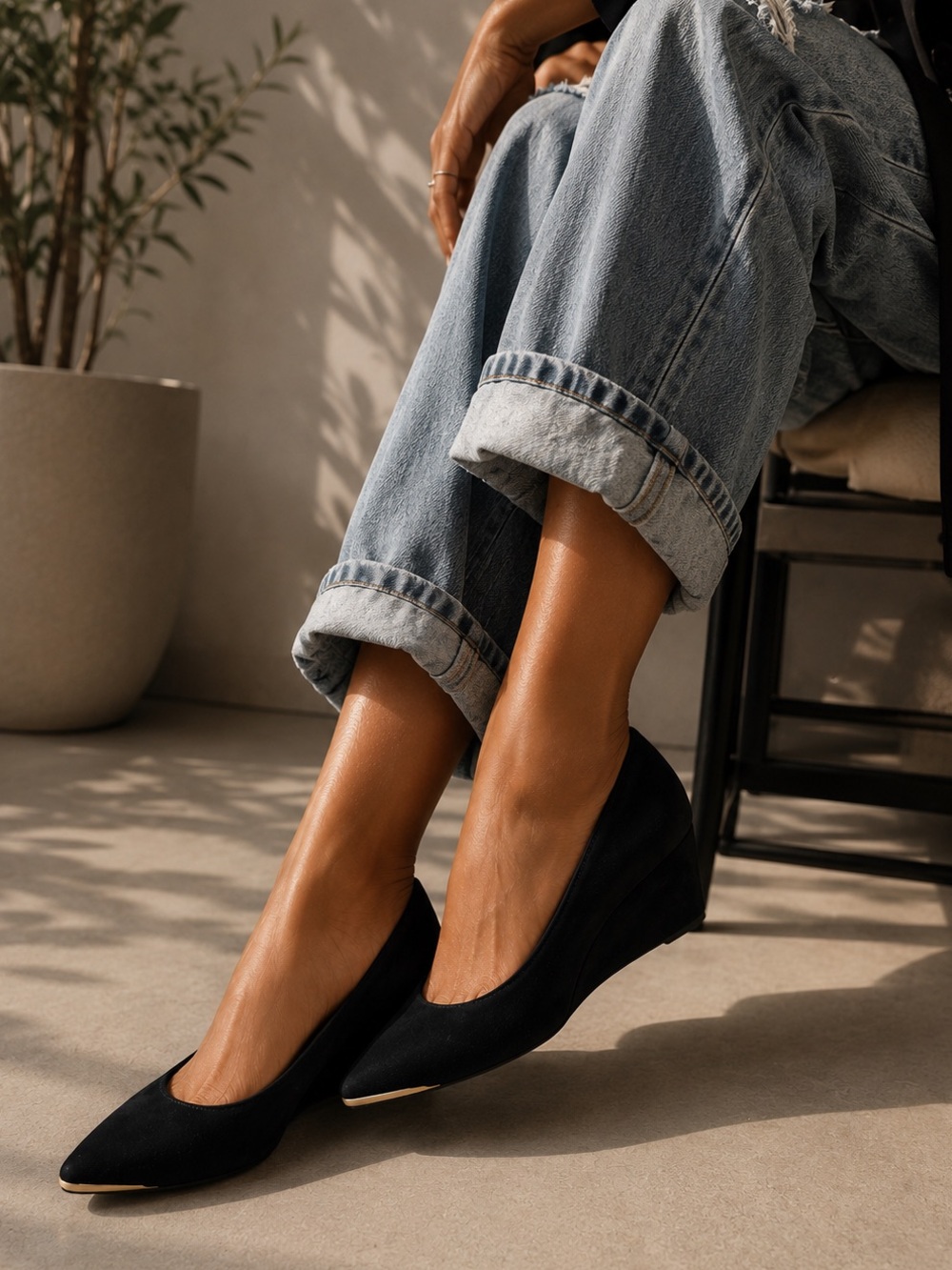 Rachel Zoe Black Suede Wedge
